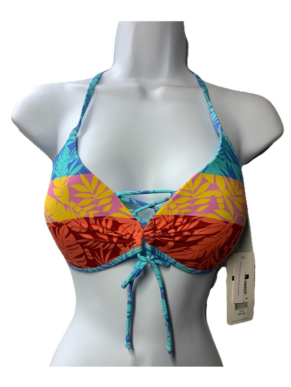 Body Glove Baby Love Molded Cup Triangle Push Up Bikini Top Swimsuit XL Tropical